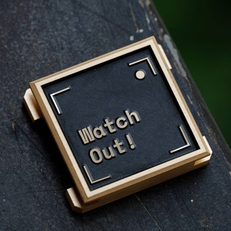 watch out frame icon logo photography logo gift for photographer hot shoe cover PE00179