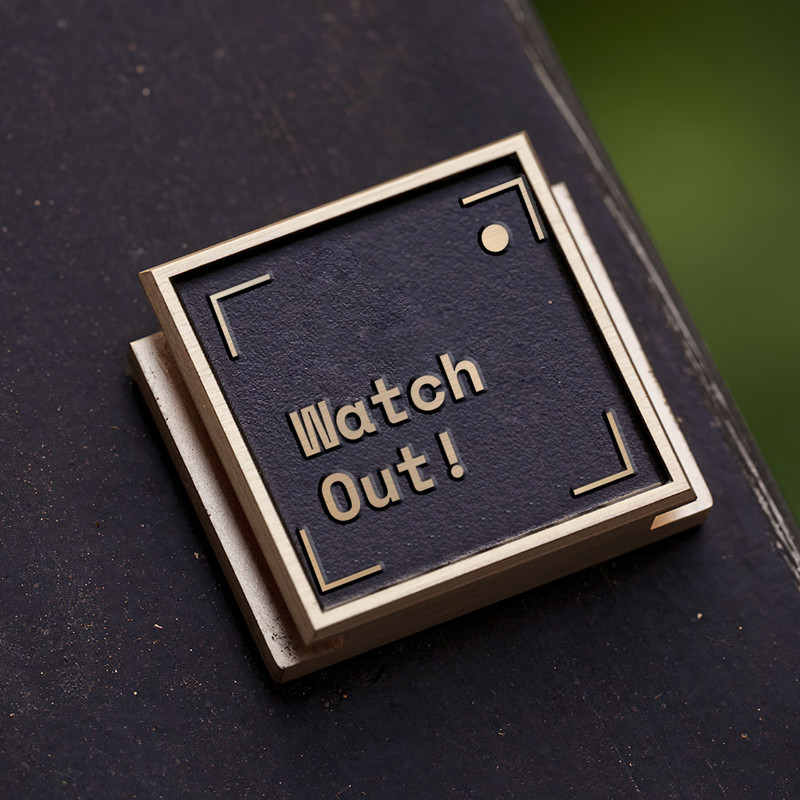 watch out frame icon logo photography logo gift for photographer hot shoe cover PE00179