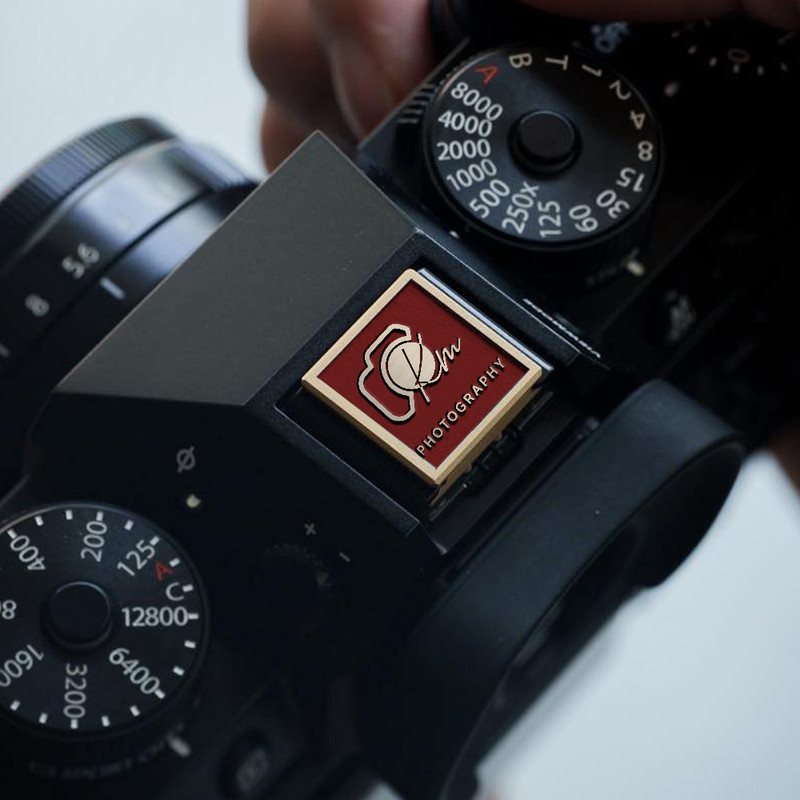 camera icon and signature logo photography logo gift for photographer hot shoe cover PE00229