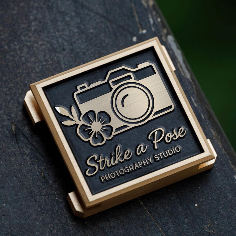 camera icon and flower photography logo gift for photographer hot shoe cover PE00239