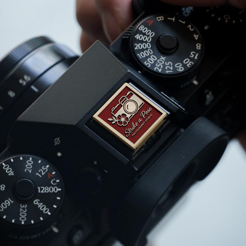 camera icon and flower photography logo gift for photographer hot shoe cover PE00239