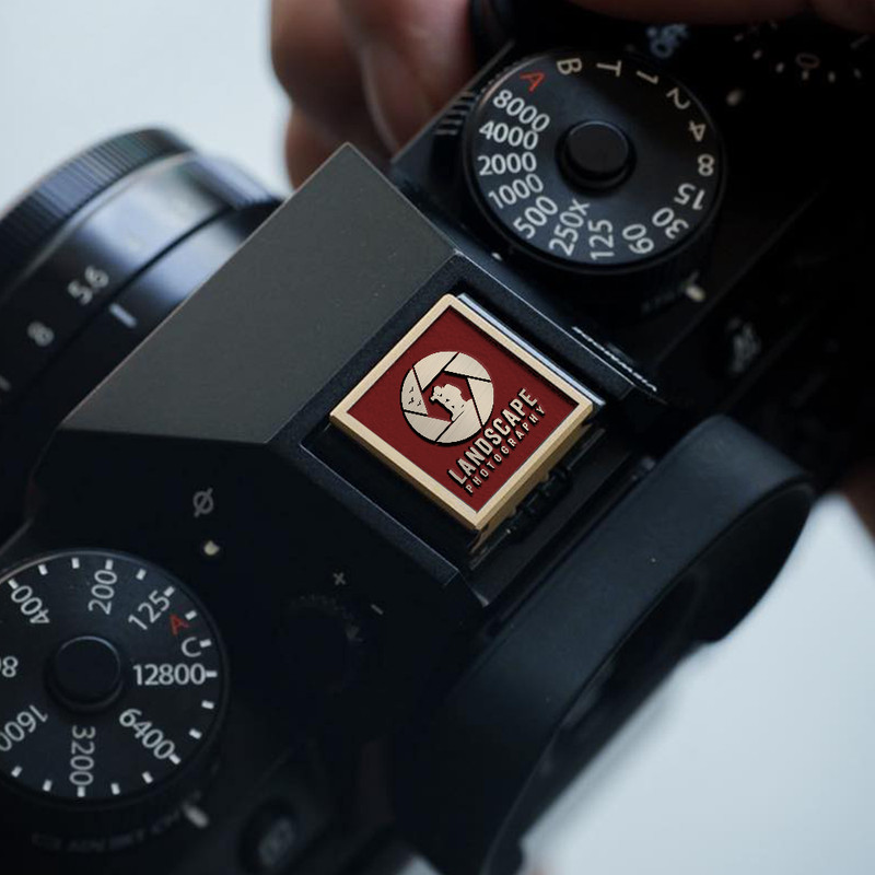 lens icon and photographer logo landscape photography logo gift for photographer hot shoe cover PE00244